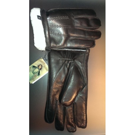 Brune lammeskindshandsker med pelsfor fra Randers Handskefabrik