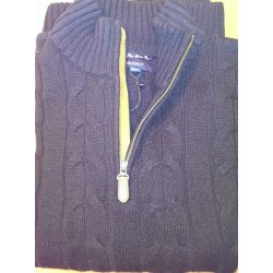 Kabelstrik Sweater med Zip-hals fra GANT