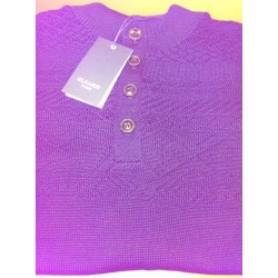 Striktrøje med knaplukning i krave fra Elkjær