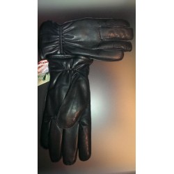 Sorte gedeskindshandsker med pilefor fra Randers Handskefabrik