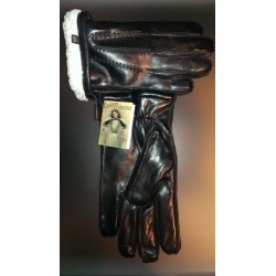 Sorte lammeskindshandsker med pelsfor fra Randers Handskefabrik