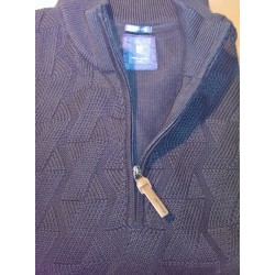 Kabelstrik i bomuld m/zip hals fra Pierre Cardin