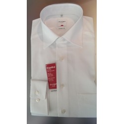 Klassisk hvid poplin skjorte med diskret satinstribe fra Olymp